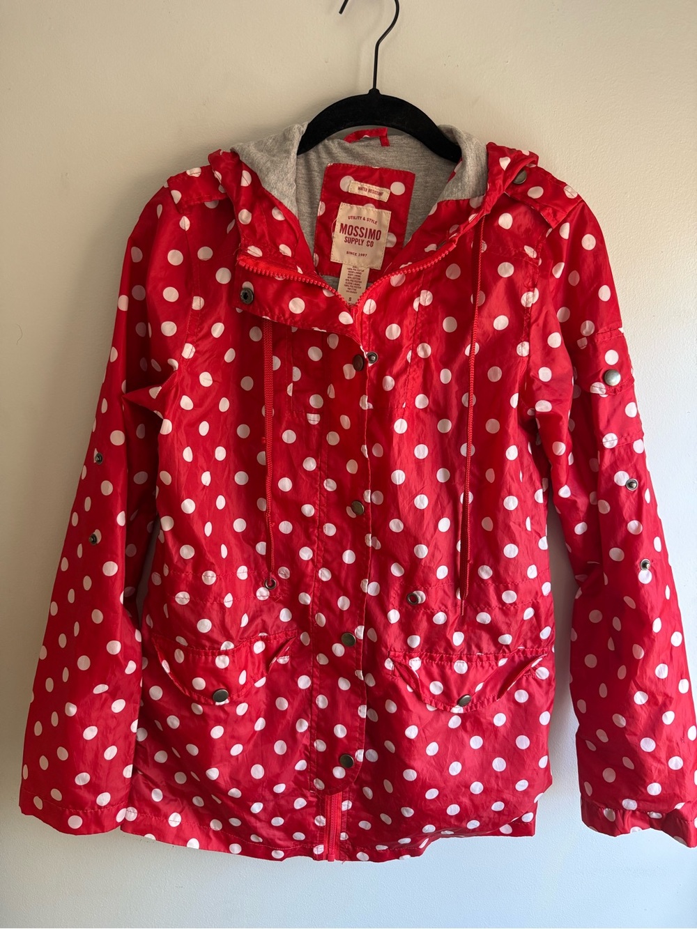 Vintage Mossimo Supply Co. Red Polka Dot Hooded Raincoat